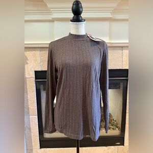 Matty M Women's Mock Neck Ribbed Tunic Top, Heather Pebble